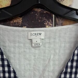 J. Crew Navy & White Gingham V-Neck 8 Front Button Up Dress. Size 8